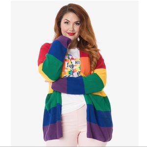 Unique Vintage Plus Size Rainbow Cardigan EUC
